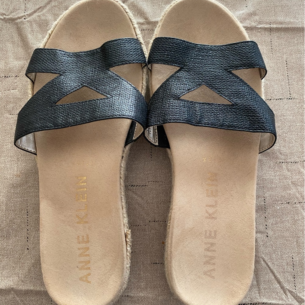 Espadrille Slides, black, size 8.5